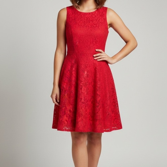 Sharagano Dresses & Skirts - Red Lace A-Line / Skater Dress (Size 10 Petite) - Perfect Valentine’s Day Dress!